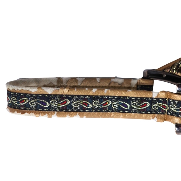 Brocade Floral Triangle Handbag in Gold & Purple - Picture 7 of 8